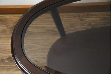 中古　美品　maruni(マルニ木工)　ベルサイユシリーズ　クラシカルな雰囲気漂う楕円形のセンターテーブル(ローテーブル、リビングテーブル、オーバルテーブル)(定価約13万円)(R-080168)