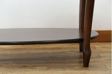 中古　美品　maruni(マルニ木工)　ベルサイユシリーズ　クラシカルな雰囲気漂う楕円形のセンターテーブル(ローテーブル、リビングテーブル、オーバルテーブル)(定価約13万円)(R-080168)