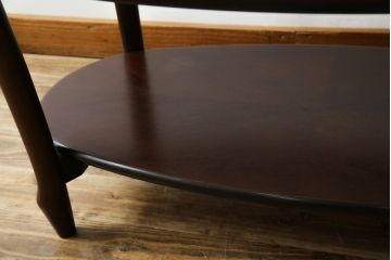 中古　美品　maruni(マルニ木工)　ベルサイユシリーズ　クラシカルな雰囲気漂う楕円形のセンターテーブル(ローテーブル、リビングテーブル、オーバルテーブル)(定価約13万円)(R-080168)