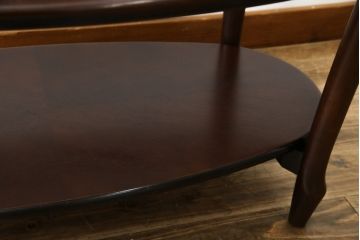 中古　美品　maruni(マルニ木工)　ベルサイユシリーズ　クラシカルな雰囲気漂う楕円形のセンターテーブル(ローテーブル、リビングテーブル、オーバルテーブル)(定価約13万円)(R-080168)
