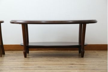 中古　美品　maruni(マルニ木工)　ベルサイユシリーズ　クラシカルな雰囲気漂う楕円形のセンターテーブル(ローテーブル、リビングテーブル、オーバルテーブル)(定価約13万円)(R-080168)