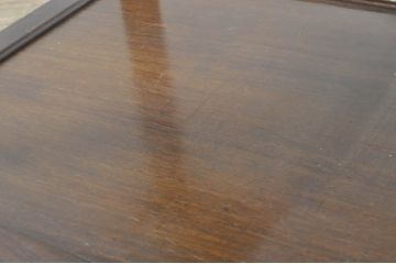 アジアンビンテージ　花梨材(唐木)　温かみのある木味が素敵なガラス天板付きサイドテーブル(カフェテーブル、コーヒーテーブル、ヴィンテージ)(R-080170)
