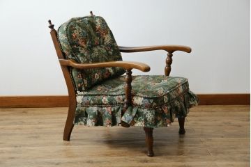 中古　飛騨産業　キツツキ　穂高シリーズ　クラシカルな佇まいで品のある1人掛けソファ(アームチェア、一人掛け、1Pソファ)(R-080173)