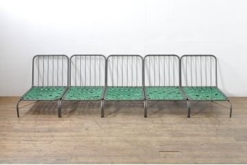 中古　レアモデル　アデペシュ(a.depeche)　コリルソファ(coryre sofa)　お好みのクッションで楽しめる1Pローソファ5脚セット(スチールフレーム、アイアンフレーム、イージーチェア、ラウンジチェア、一人掛け、椅子、イス、バラ売り可能)(R-080174)