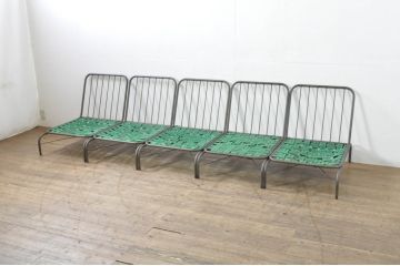 中古　レアモデル　アデペシュ(a.depeche)　コリルソファ(coryre sofa)　お好みのクッションで楽しめる1Pローソファ5脚セット(スチールフレーム、アイアンフレーム、イージーチェア、ラウンジチェア、一人掛け、椅子、イス、バラ売り可能)(R-080174)