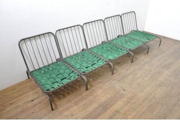 中古　レアモデル　アデペシュ(a.depeche)　コリルソファ(coryre sofa)　お好みのクッションで楽しめる1Pローソファ5脚セット(スチールフレーム、アイアンフレーム、イージーチェア、ラウンジチェア、一人掛け、椅子、イス、バラ売り可能)(R-080174)