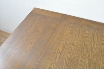 中古　美品　百貨店取り扱い　国産職人手作品　オーク材　ツイストレッグが特徴的なドローリーフテーブル(ダイニングテーブル、エクステンションテーブル、2人掛け、4人掛け、食卓)(定価約22万円)(R-080175)