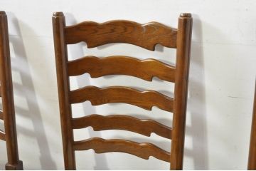 中古　美品　百貨店取り扱い　国産職人手作品　オーク材　クラシカルな雰囲気が魅力のチェア4脚セット(ダイニングチェア、アームレスチェア、椅子、イス、バラ売り可能)(定価1脚約5万円)(R-080176)