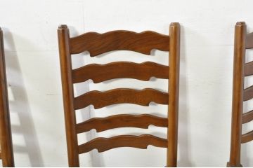 中古　美品　百貨店取り扱い　国産職人手作品　オーク材　クラシカルな雰囲気が魅力のチェア4脚セット(ダイニングチェア、アームレスチェア、椅子、イス、バラ売り可能)(定価1脚約5万円)(R-080176)