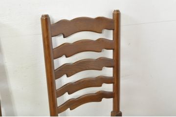 中古　美品　百貨店取り扱い　国産職人手作品　オーク材　クラシカルな雰囲気が魅力のチェア4脚セット(ダイニングチェア、アームレスチェア、椅子、イス、バラ売り可能)(定価1脚約5万円)(R-080176)