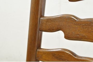 中古　美品　百貨店取り扱い　国産職人手作品　オーク材　クラシカルな雰囲気が魅力のチェア4脚セット(ダイニングチェア、アームレスチェア、椅子、イス、バラ売り可能)(定価1脚約5万円)(R-080176)
