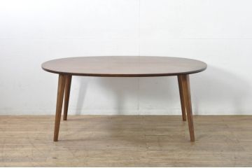 中古　美品　柏木工　シンプルなデザインが取り入れやすいダイニングテーブル(食卓、オーバルテーブル、楕円、4人掛け、6人掛け)(R-080179)