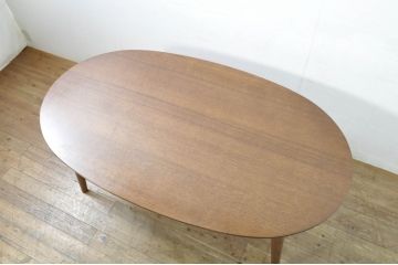 中古　美品　柏木工　シンプルなデザインが取り入れやすいダイニングテーブル(食卓、オーバルテーブル、楕円、4人掛け、6人掛け)(R-080179)