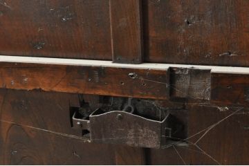アンティーク建具　北陸産　欅(ケヤキ)材・檜(ヒノキ)材　和の空間を高める格子蔵戸1枚(格子戸、引き戸、玄関戸)(R-080184)