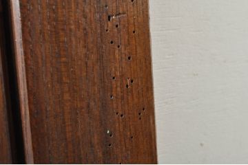 アンティーク建具　総欅(ケヤキ)材　時代の流れを感じさせる格子蔵戸1枚(引き戸、玄関戸、格子戸)(R-080185)