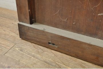 アンティーク建具　総欅(ケヤキ)材　時代の流れを感じさせる格子蔵戸1枚(引き戸、玄関戸、格子戸)(R-080185)