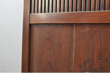 アンティーク建具　欅(ケヤキ)材　堂々とした佇まいが存在感を放つ格子蔵戸1枚(玄関戸、格子戸、引き戸)(R-080188)