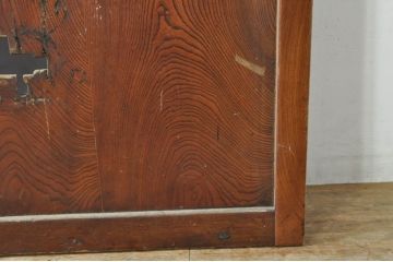 アンティーク建具　欅(ケヤキ)材　堂々とした佇まいが存在感を放つ格子蔵戸1枚(玄関戸、格子戸、引き戸)(R-080188)