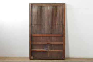 アンティーク建具　欅(ケヤキ)材　堂々とした佇まいが存在感を放つ格子蔵戸1枚(玄関戸、格子戸、引き戸)(R-080188)