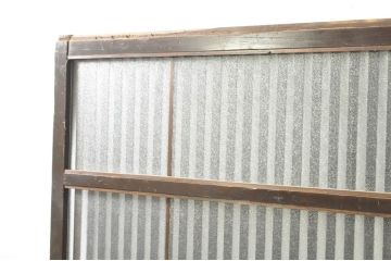 アンティーク建具　希少サイズ!!　落ち着いた和の空間を演出する背の高い幅広ガラス格子戸2枚セット(帯戸、引き戸、ガラス戸)(R-080190)