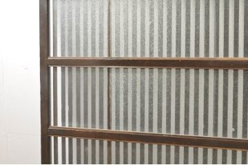 アンティーク建具　希少サイズ!!　落ち着いた和の空間を演出する背の高い幅広ガラス格子戸2枚セット(帯戸、引き戸、ガラス戸)(R-080190)