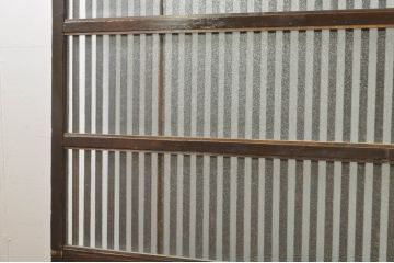 アンティーク建具　希少サイズ!!　落ち着いた和の空間を演出する背の高い幅広ガラス格子戸2枚セット(帯戸、引き戸、ガラス戸)(R-080190)