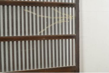 アンティーク建具　希少サイズ!!　落ち着いた和の空間を演出する背の高い幅広ガラス格子戸2枚セット(帯戸、引き戸、ガラス戸)(R-080190)