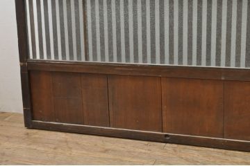 アンティーク建具　希少サイズ!!　落ち着いた和の空間を演出する背の高い幅広ガラス格子戸2枚セット(帯戸、引き戸、ガラス戸)(R-080190)
