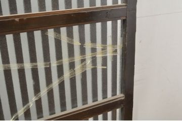 アンティーク建具　希少サイズ!!　落ち着いた和の空間を演出する背の高い幅広ガラス格子戸2枚セット(帯戸、引き戸、ガラス戸)(R-080190)