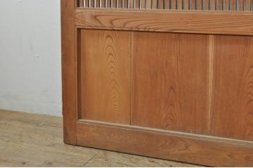 アンティーク建具　総欅(ケヤキ)材　落ち着いた和の空間を演出する組子入り格子蔵戸1枚(玄関戸、格子戸、引き戸)(R-080195)