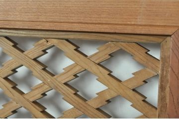 アンティーク建具　総欅(ケヤキ)材　落ち着いた和の空間を演出する組子入り格子蔵戸1枚(玄関戸、格子戸、引き戸)(R-080195)