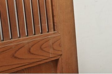 アンティーク建具　総欅(ケヤキ)材　落ち着いた和の空間を演出する組子入り格子蔵戸1枚(玄関戸、格子戸、引き戸)(R-080195)