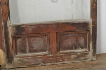 アンティーク建具　片面ペイント仕上げ限定　古い酒屋の特大ガラス戸2枚セット(引き戸)(R-080196)