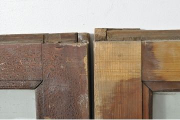 アンティーク建具　片面ペイント仕上げ限定　古い酒屋の特大ガラス戸2枚セット(引き戸)(R-080196)