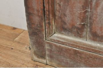アンティーク建具　片面ペイント仕上げ限定　古い酒屋の特大ガラス戸2枚セット(引き戸)(R-080196)