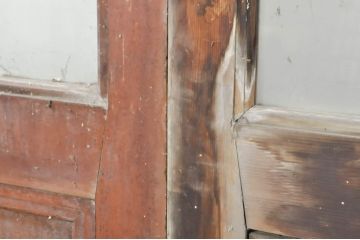 アンティーク建具　片面ペイント仕上げ限定　古い酒屋の特大ガラス戸2枚セット(引き戸)(R-080196)