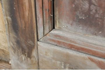 アンティーク建具　片面ペイント仕上げ限定　古い酒屋の特大ガラス戸2枚セット(引き戸)(R-080196)