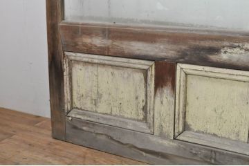 アンティーク建具　片面ペイント仕上げ限定　古い酒屋の特大ガラス戸2枚セット(引き戸)(R-080196)