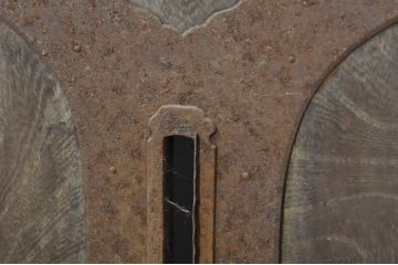 アンティーク建具　欅(ケヤキ)材　堂々とした佇まいが存在感を放つガラス入り格子蔵戸1枚(玄関戸、格子戸、引き戸)(R-080197)
