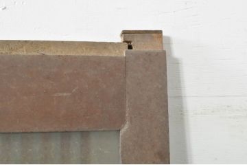 アンティーク建具　欅(ケヤキ)材　堂々とした佇まいが存在感を放つガラス入り格子蔵戸1枚(玄関戸、格子戸、引き戸)(R-080197)