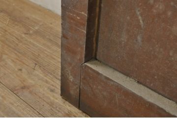 アンティーク建具　欅(ケヤキ)材　堂々とした佇まいが存在感を放つガラス入り格子蔵戸1枚(玄関戸、格子戸、引き戸)(R-080197)
