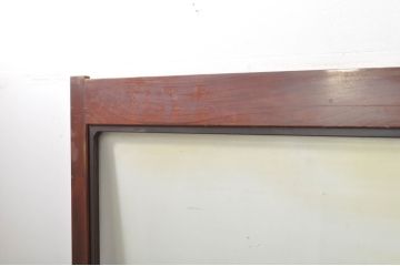 アンティーク建具　上手物!!　高級品　欅(ケヤキ)材　古い大邸宅で使われていた漆塗りの大きなガラス戸2枚セット(引き戸)(R-080199)