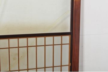 アンティーク建具　上手物!!　高級品　欅(ケヤキ)材　古い大邸宅で使われていた漆塗りの大きなガラス戸2枚セット(引き戸)(R-080199)