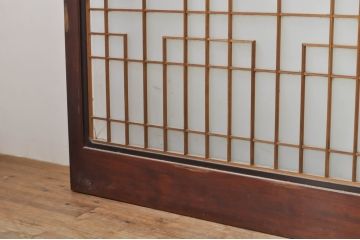 アンティーク建具　上手物!!　高級品　欅(ケヤキ)材　古い大邸宅で使われていた漆塗りの大きなガラス戸2枚セット(引き戸)(R-080199)