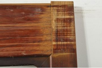 アンティーク建具　上手物!!　高級品　欅(ケヤキ)材　古い大邸宅で使われていた漆塗りの大きなガラス戸2枚セット(引き戸)(R-080199)