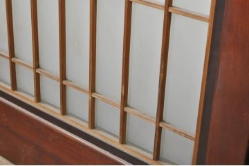 アンティーク建具　上手物!!　高級品　欅(ケヤキ)材　古い大邸宅で使われていた漆塗りの大きなガラス戸2枚セット(引き戸)(R-080199)