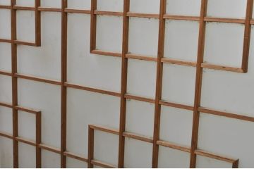 アンティーク建具　上手物!!　高級品　欅(ケヤキ)材　古い大邸宅で使われていた漆塗りの大きなガラス戸2枚セット(引き戸)(R-080199)
