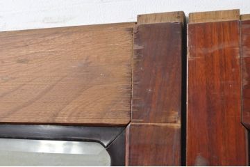 アンティーク建具　上手物!!　高級品　欅(ケヤキ)材　古い大邸宅で使われていた漆塗りの大きなガラス戸2枚セット(引き戸)(R-080199)