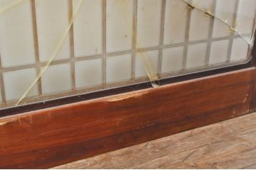アンティーク建具　上手物!!　高級品　欅(ケヤキ)材　古い大邸宅で使われていた漆塗りの大きなガラス戸2枚セット(引き戸)(R-080199)