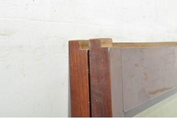 アンティーク建具　上手物!!　高級品　欅(ケヤキ)材　古い大邸宅で使われていた漆塗りの大きなガラス戸2枚セット(引き戸)(R-080199)